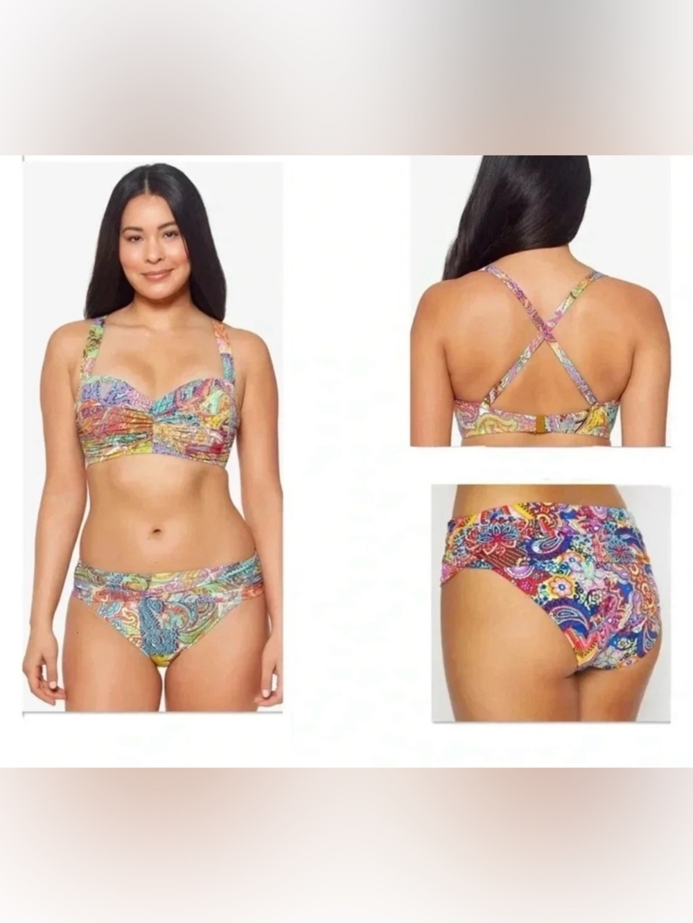 Bleu Rod Beattie Bohemian Paradise Shirred Convertible Bikini Top Size 34DD